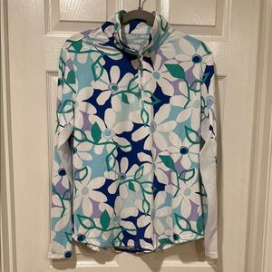 Colorful SanSoleil Floral Zip-Up Long Sleeve Sun Shirt